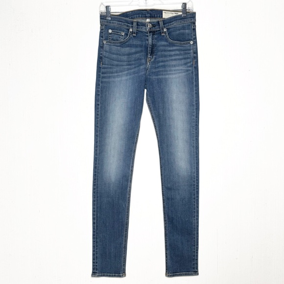 SOLD-Rag & Bone High Rise Vintage Wash Distressed Full Length Ankle Skinny Jeans - Picture 2 of 12